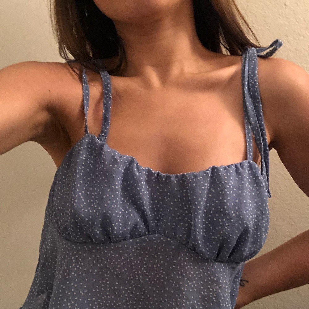 Blue Polkadot Tank Top